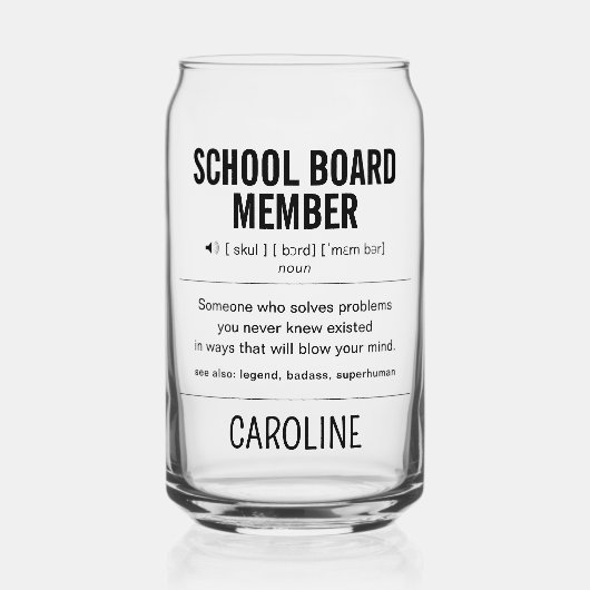 Gepersonaliseerd schoolbestuurslid Grappig Blikvorm Glas (Voorkant)