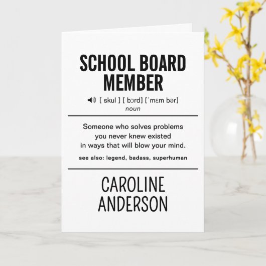 Gepersonaliseerd schoolbestuurslid Grappig Kaart (Gele Bloem)