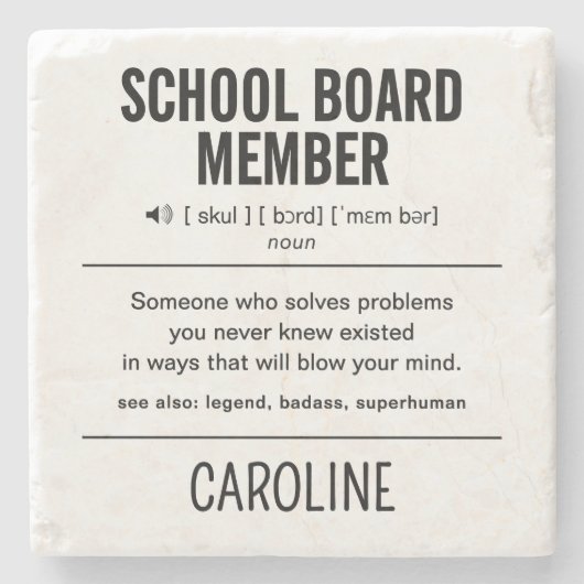 Gepersonaliseerd schoolbestuurslid Grappig Stenen Onderzetter (Voorkant)