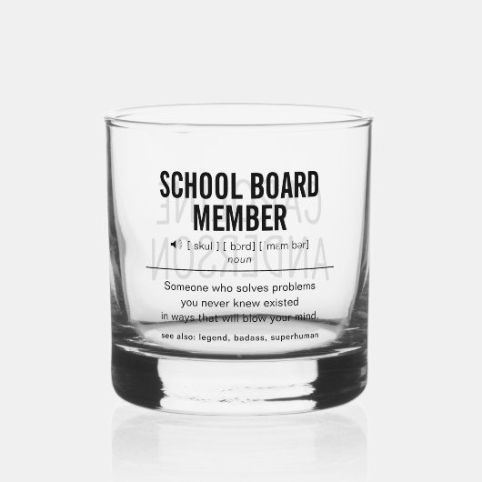 Gepersonaliseerd schoolbestuurslid Grappig Whisky Glas (Voorkant)