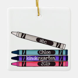 Gepersonaliseerd schooljaar Crayon Keramisch Ornament