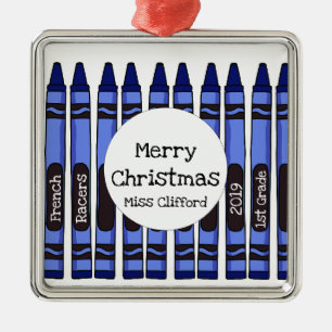 Gepersonaliseerd schooljaar Crayon Metalen Ornament
