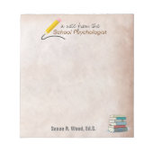 Gepersonaliseerd schoolpsycholoog Parchment Note P Notitieblok (Voorkant)