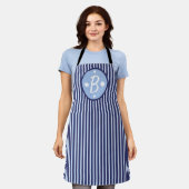 Gepersonaliseerd Schort met blauwe stremmen (Gedragen)