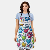 Gepersonaliseerd Schort met kleurrijke pootafdrukk (Gedragen)