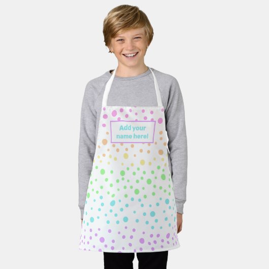 Gepersonaliseerd Schort van Rainbow Polka Dot Kind (Gedragen)
