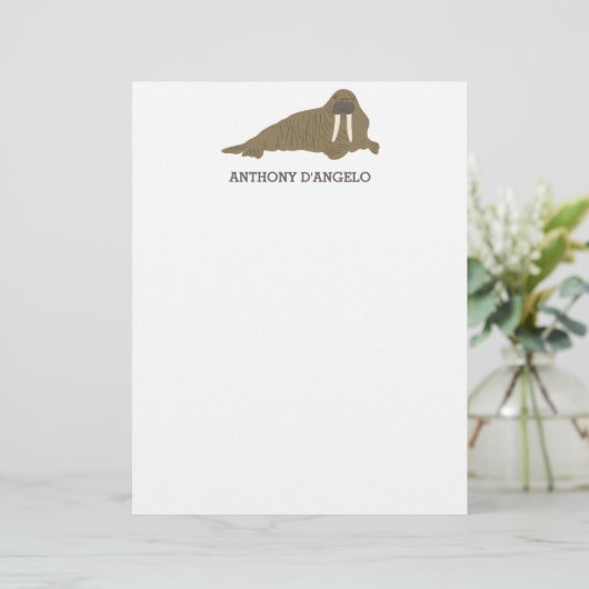 Gepersonaliseerd schrijfpapier van Walrus Briefhoofd (Staand voorkant)