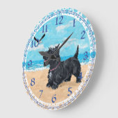 GEPERSONALISEERD Scottish Terrier Beach Clock Grote Klok (Hoek)