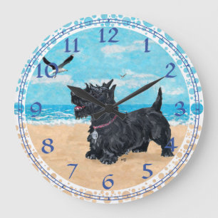 GEPERSONALISEERD Scottish Terrier Beach Clock Grote Klok