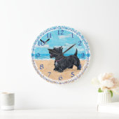 GEPERSONALISEERD Scottish Terrier Beach Clock Grote Klok (Huis)