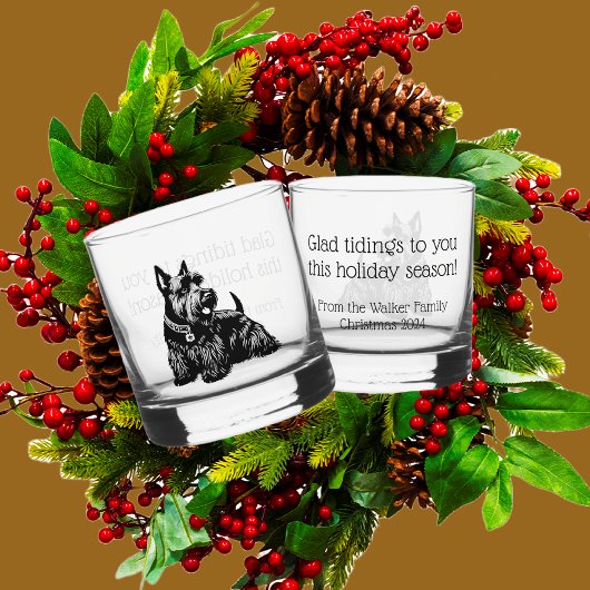 Gepersonaliseerd Scotty Dog Christmas Rocks Whisky Glas