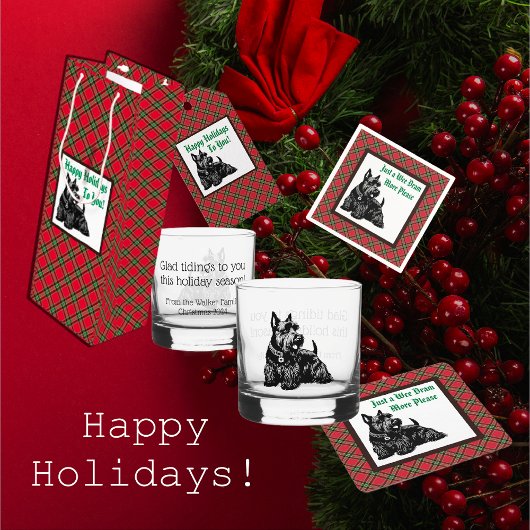 Gepersonaliseerd Scotty Dog en Tartan Birdie Juice Heupfles