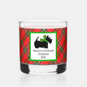 Gepersonaliseerd Scotty Dog en Tartan Plaid Kerstm Whisky Glas (Voorkant)