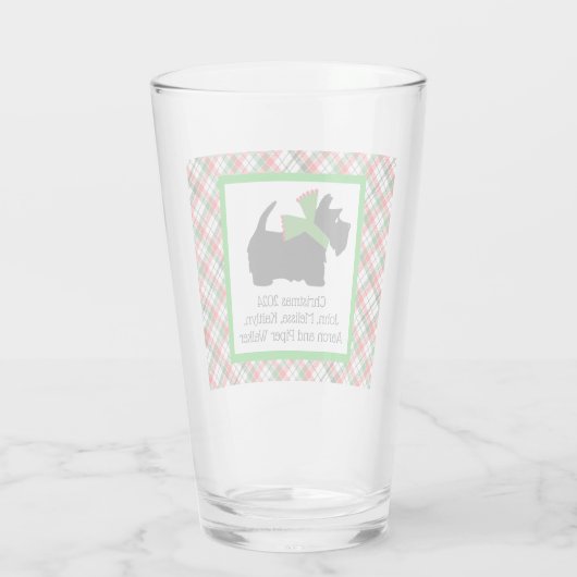 Gepersonaliseerd Scotty Dog en Tartan Vrolijk Kers Glas (Achterkant)