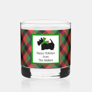 Gepersonaliseerd Scotty Dog en Tartan Vrolijk Kers Whisky Glas
