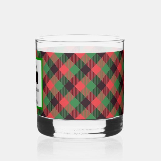 Gepersonaliseerd Scotty Dog en Tartan Vrolijk Kers Whisky Glas (Links)