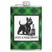 Gepersonaliseerd Scotty Dog en Tartan Wee Dram Heupfles (Voorkant)