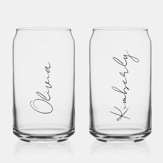 Gepersonaliseerd script bruids vrijgezellenfeest blikvorm glas (Voorkant)