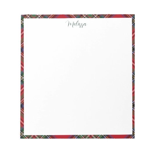 Gepersonaliseerd script Classic Stewart Tartan Notitieblok (Voorkant)