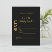 Gepersonaliseerd Script Elegant Goud Zwart 60 Verj Kaart (Staand voorkant)