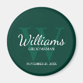 Gepersonaliseerd script Groomsmen Name&Monogram Magneet (Voorkant)