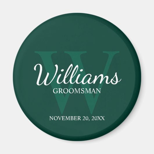 Gepersonaliseerd script Groomsmen Name&Monogram Magneet (Voorkant)