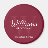 Gepersonaliseerd script Groomsmen Name&Monogram Magneet (Voorkant)