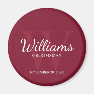 Gepersonaliseerd script Groomsmen Name&Monogram Magneet