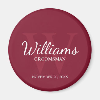 Gepersonaliseerd script Groomsmen Name&Monogram Magneet