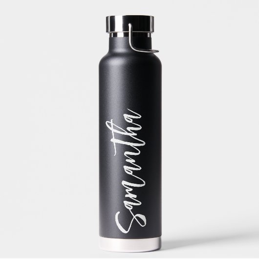Gepersonaliseerd Script Jouw naam Party Black Whit Waterfles (Links)