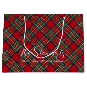 Gepersonaliseerd script Kerst Stewart Tartan Groot Cadeauzakje (Voorkant)