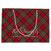 Gepersonaliseerd script Kerst Stewart Tartan Groot Cadeauzakje (Achterkant)