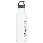 Gepersonaliseerd script Minimalist Zwart-wit Waterfles (Voorkant)