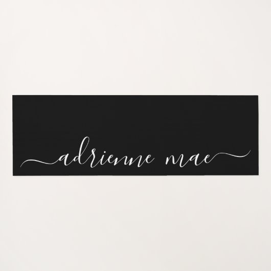 Gepersonaliseerd script Minimalist Zwart-wit Yogamat (Achterkant (horizontaal))
