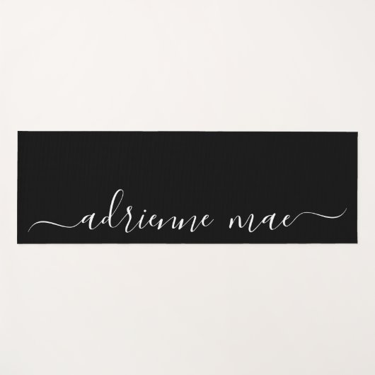 Gepersonaliseerd script Minimalist Zwart-wit Yogamat (Voorkant (horizontaal))