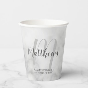 Gepersonaliseerd Script Monogram en naam White Mar Papieren Bekers