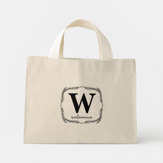 Gepersonaliseerd script Monogram Initiaal & Naam k Mini Tote Bag (Achterkant)
