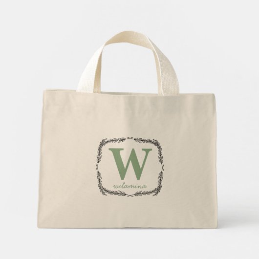 Gepersonaliseerd script Monogram Initiaal & Naam k Mini Tote Bag (Achterkant)