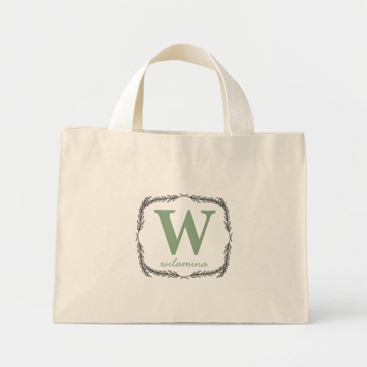 Gepersonaliseerd script Monogram Initiaal & Naam k Mini Tote Bag (Voorkant)