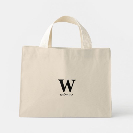 Gepersonaliseerd script Monogram Initiaal & Naam Mini Tote Bag (Achterkant)