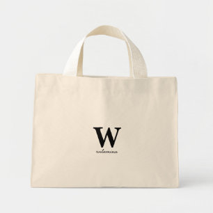 Gepersonaliseerd script Monogram Initiaal & Naam Mini Tote Bag