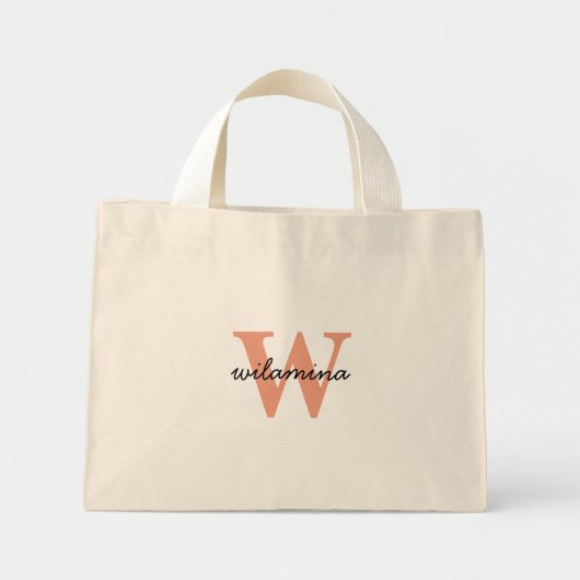 Gepersonaliseerd Script Monogram Initiaal & Naam R Mini Tote Bag (Voorkant)
