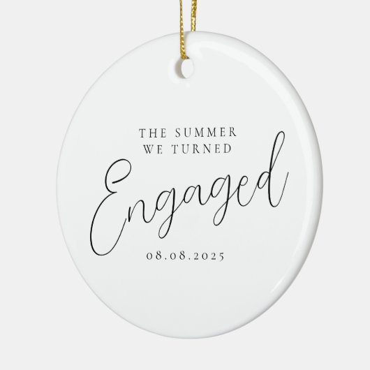 Gepersonaliseerd Script Photo-Verloving Keramisch Ornament (Links)