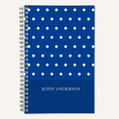 Gepersonaliseerd Script Schattige Blue Polka Dots  Notitieboek (Voorkant)