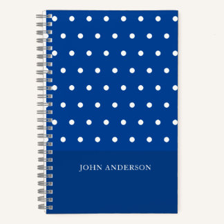 Gepersonaliseerd Script Schattige Blue Polka Dots  Notitieboek