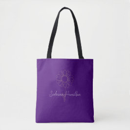 Gepersonaliseerd Script Schattige Daisy Paarse Ele Tote Bag