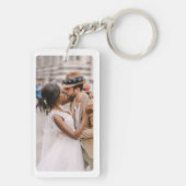 Gepersonaliseerd script Twee foto tekst dubbelzijd Sleutelhanger (achterkant)