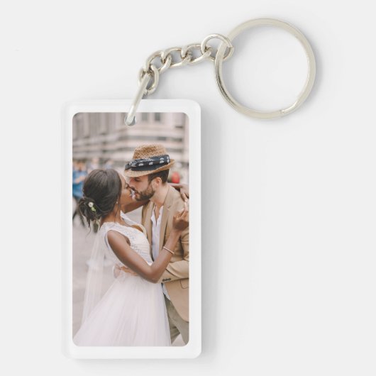 Gepersonaliseerd script Twee foto tekst dubbelzijd Sleutelhanger (achterkant)