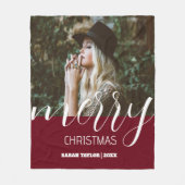 Gepersonaliseerd script Vrolijke kerstfoto naam Fleece Deken (Voorkant)