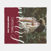 Gepersonaliseerd script Vrolijke kerstfoto naam Fleece Deken (Voorkant (Horizontaal))